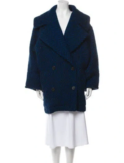 Pre-owned Alaïa Vintage 1983 Faux Fur Coat In Blue