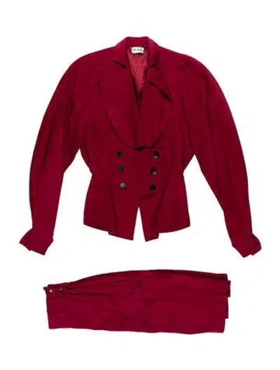Pre-owned Alaïa Vintage 1985 Skirt Set In Red