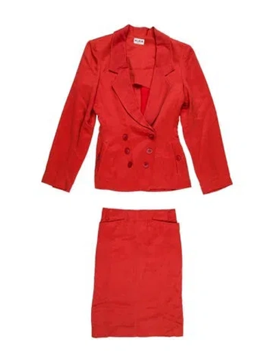 Pre-owned Alaïa Vintage 1989 Skirt Suit In Orange