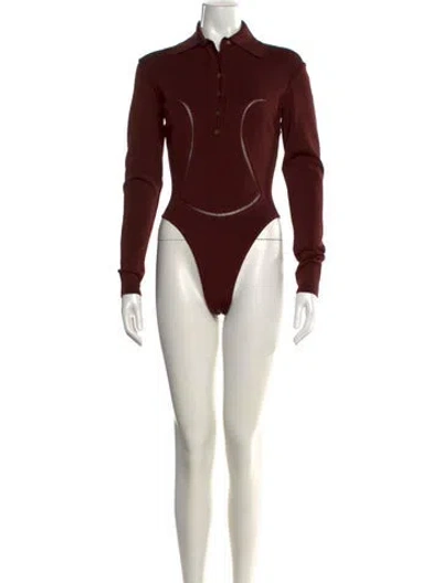 Pre-owned Alaïa Vintage 1991 Bodysuit In Burgundy