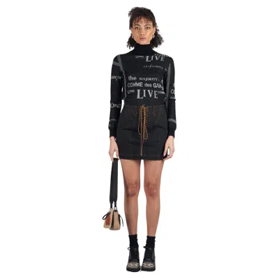 Pre-owned Alaïa Alaia Vintage 1992 Runway Lace Up Denim Mini Skirt In Black