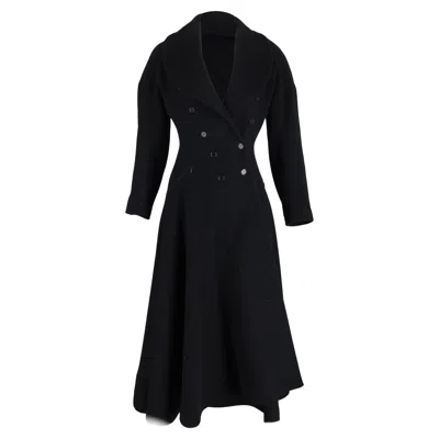 Alaïa Virgin Wool Cinched Coat In Black