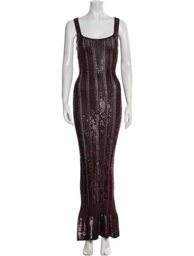 Pre-owned Alaïa Vintage Long Dress In Burgundy