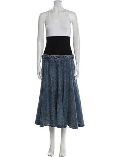 Pre-owned Alaïa Vintage Midi Length Skirt In Blue
