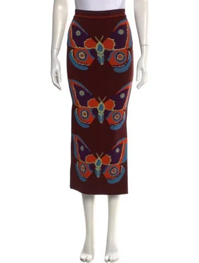 Pre-owned Alaïa Vintage Midi Length Skirt In Burgundy