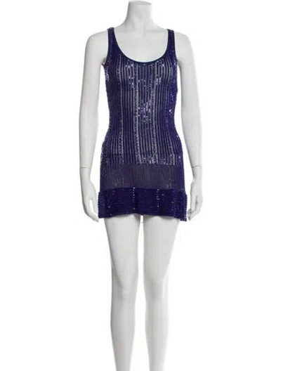 Pre-owned Alaïa Vintage Mini Dress In Blue