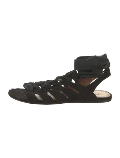 Pre-owned Alaïa Vintage Suede Gladiator Sandals In Black