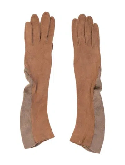 Pre-owned Alaïa Vintage Suede Winter Gloves In Brown