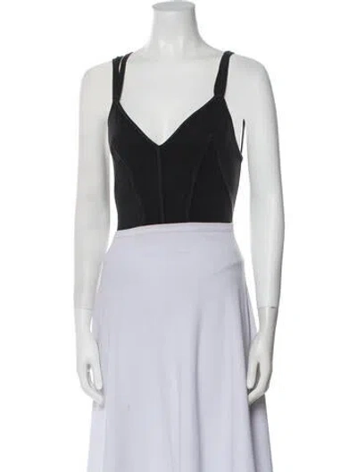 Pre-owned Alaïa Vintage V-neck Crop Top In Gray
