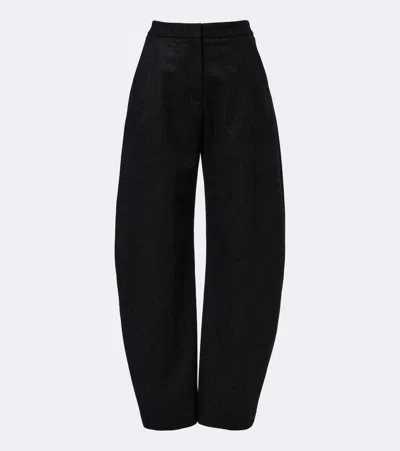 Alaïa Womens Nuit Reverse Petal Curved-leg Wool Denim Trousers In Black