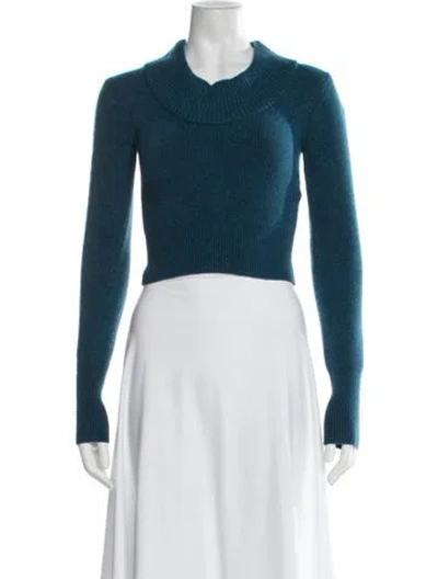 Pre-owned Alaïa Virgin Wool Cowl Neck Sweater W/ Tags In Blue