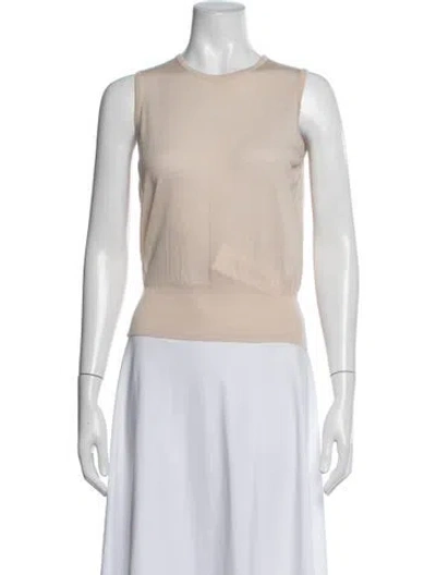 Pre-owned Alaïa Virgin Wool Crew Neck Top In Neutrals