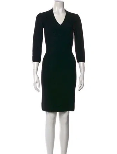 Pre-owned Alaïa Virgin Wool Knee-length Dress In Black