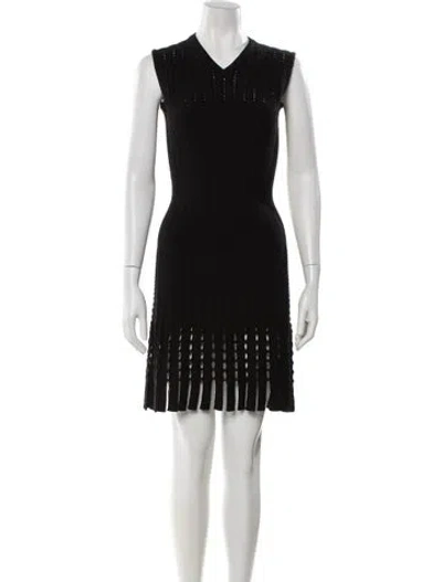 Pre-owned Alaïa Virgin Wool Knee-length Dress In Black