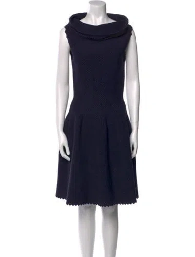 Pre-owned Alaïa Virgin Wool Knee-length Dress In Blue