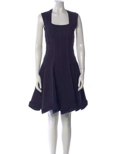Pre-owned Alaïa Virgin Wool Knee-length Dress In Blue