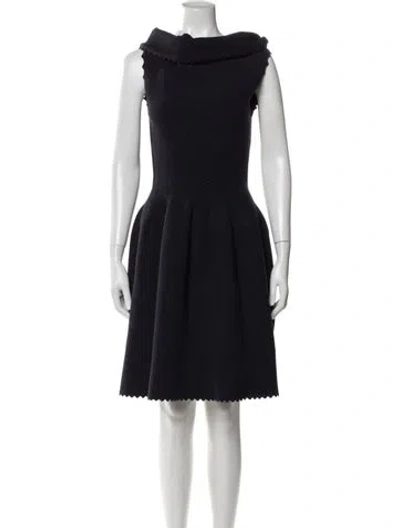 Pre-owned Alaïa Virgin Wool Knee-length Dress In Blue