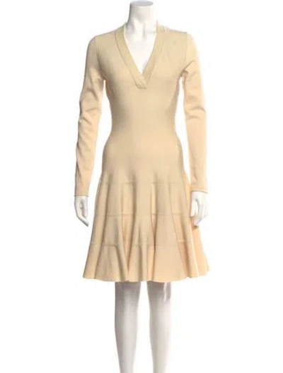 Pre-owned Alaïa Virgin Wool Knee-length Dress In Neutral