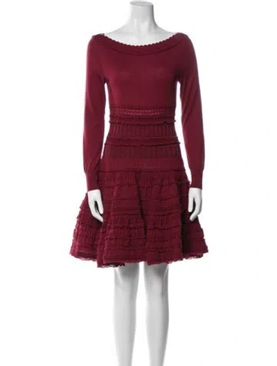 Pre-owned Alaïa Virgin Wool Knee-length Dress In Red