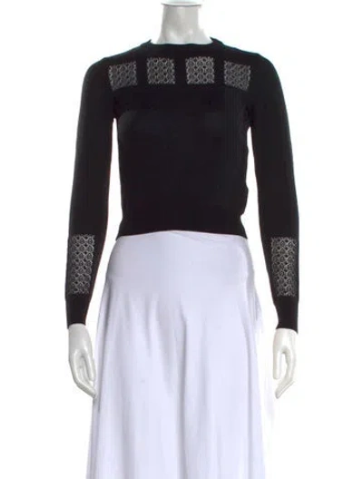 Pre-owned Alaïa Virgin Wool Lace Pattern Sweater In Black