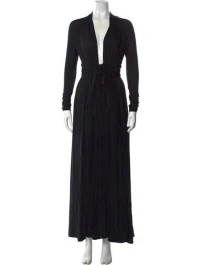 Pre-owned Alaïa Virgin Wool Long Dress W/ Tags In Black