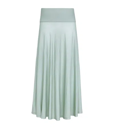 Alaïa Virgin Wool Maxi Skirt In Green