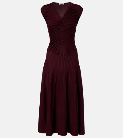 Alaïa Virgin Wool Midi Dress In Burgundy