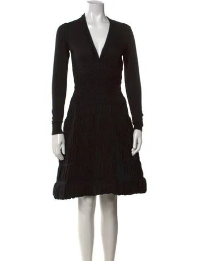 Pre-owned Alaïa Virgin Wool Midi Length Dress In Black