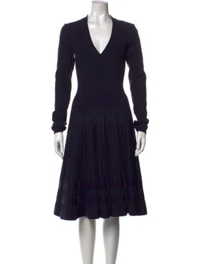Pre-owned Alaïa Virgin Wool Midi Length Dress In Blue