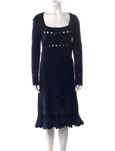 Pre-owned Alaïa Virgin Wool Midi Length Dress In Blue