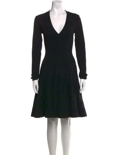 Pre-owned Alaïa Virgin Wool Mini Dress In Black