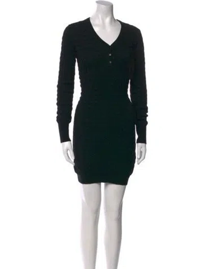Pre-owned Alaïa Virgin Wool Mini Dress In Black