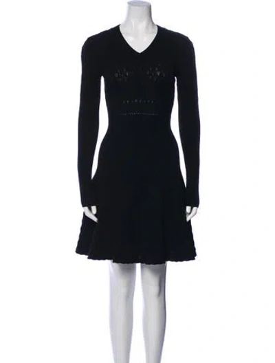 Pre-owned Alaïa Virgin Wool Mini Dress In Black