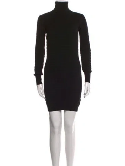 Pre-owned Alaïa Virgin Wool Mini Dress In Black