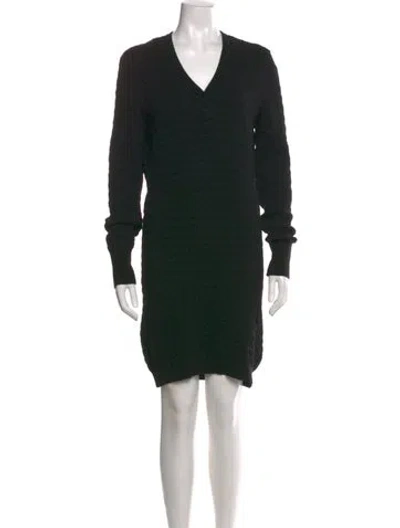 Pre-owned Alaïa Virgin Wool Mini Dress In Black