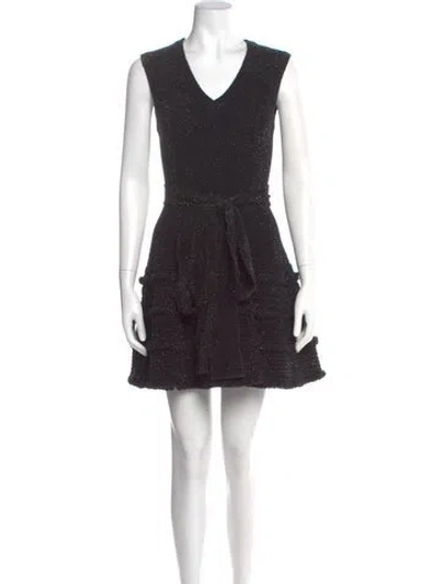 Pre-owned Alaïa Virgin Wool Mini Dress In Black