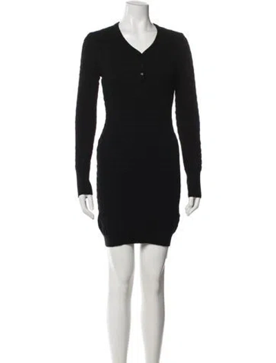 Pre-owned Alaïa Virgin Wool Mini Dress In Black