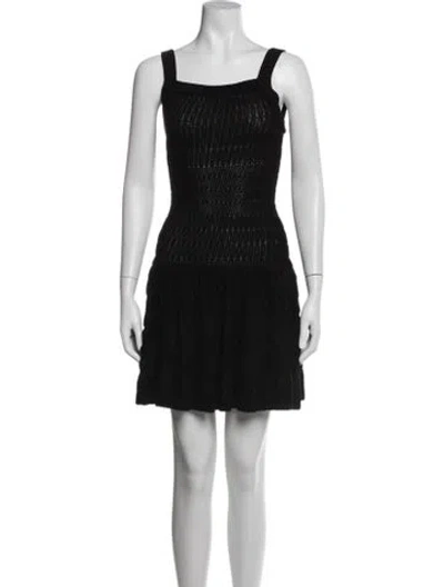 Pre-owned Alaïa Virgin Wool Mini Dress In Black