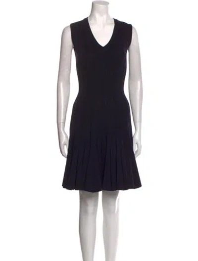Pre-owned Alaïa Virgin Wool Mini Dress In Blue