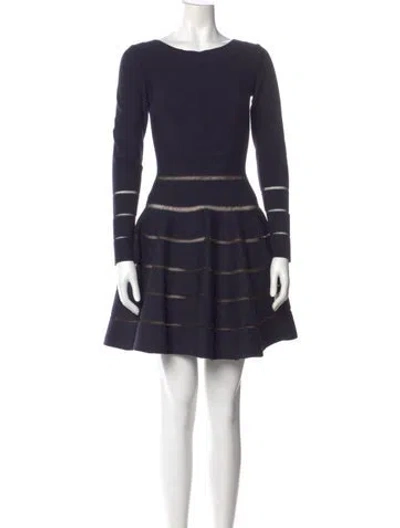Pre-owned Alaïa Virgin Wool Mini Dress In Blue