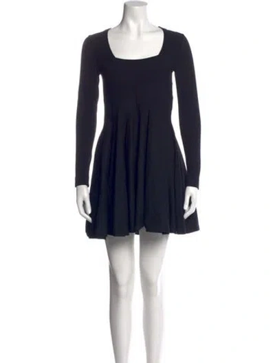 Pre-owned Alaïa Virgin Wool Mini Dress In Blue