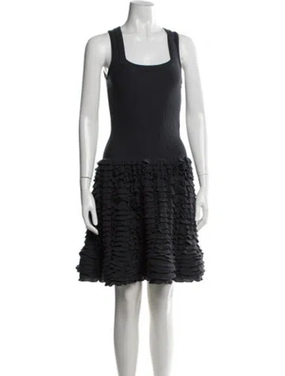 Pre-owned Alaïa Virgin Wool Mini Dress In Blue