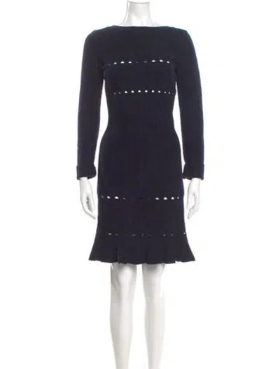 Pre-owned Alaïa Virgin Wool Mini Dress In Blue