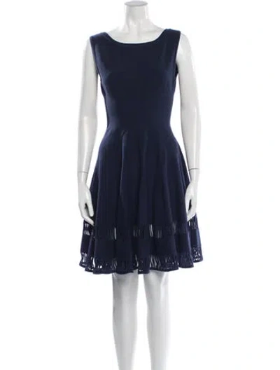 Pre-owned Alaïa Virgin Wool Mini Dress In Blue