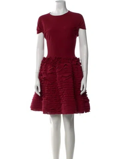Pre-owned Alaïa Virgin Wool Mini Dress In Burgundy