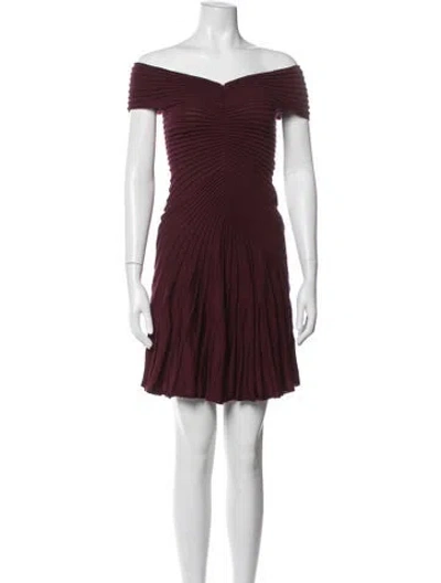 Pre-owned Alaïa Virgin Wool Mini Dress In Burgundy
