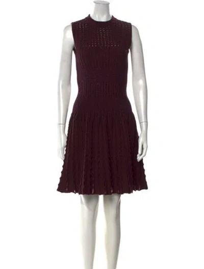 Pre-owned Alaïa Virgin Wool Mini Dress In Burgundy