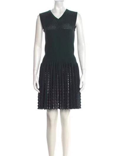 Pre-owned Alaïa Virgin Wool Mini Dress In Green