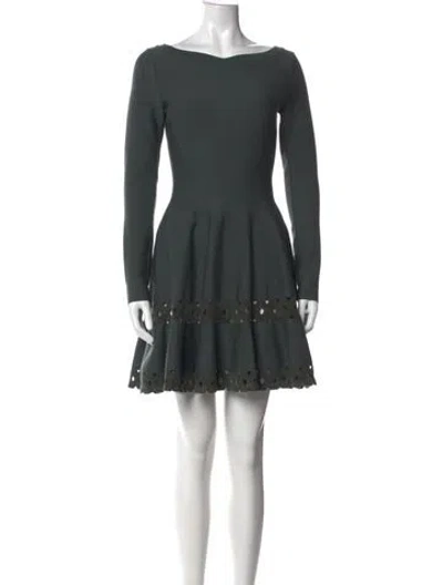 Pre-owned Alaïa Virgin Wool Mini Dress In Green
