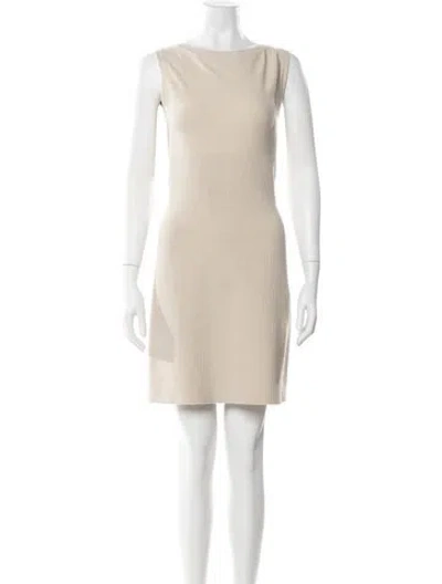 Pre-owned Alaïa Virgin Wool Mini Dress In Neutral